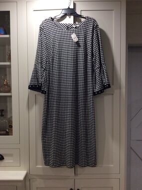 Black and White Gingham Maxi Dress with Bell Sleeves